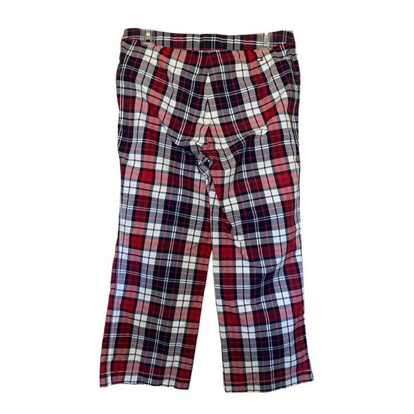 VINTAGE TOMMY HILFIGER woman's size 6 100% cotton plaid academia cropped pants - Picture 2 of 11